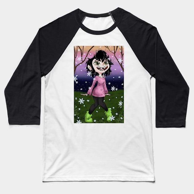 Adorable Little Gothic Vampire Crafter Witch Baseball T-Shirt by OCDVampire